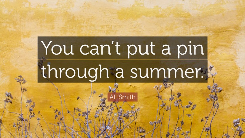 Ali Smith Quote: “You can’t put a pin through a summer.”