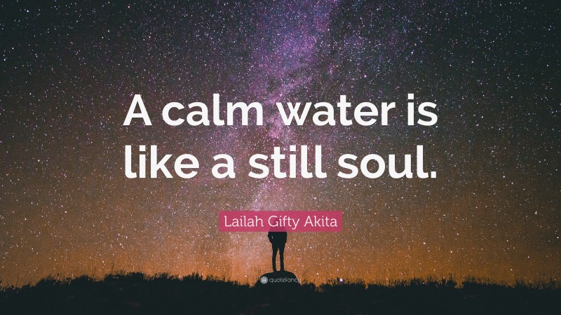 Lailah Gifty Akita Quote: “A calm water is like a still soul.”