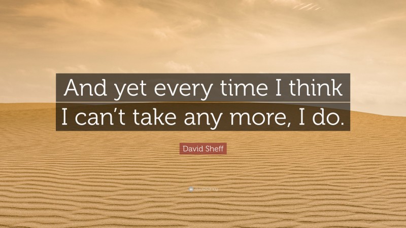 David Sheff Quote: “And yet every time I think I can’t take any more, I do.”
