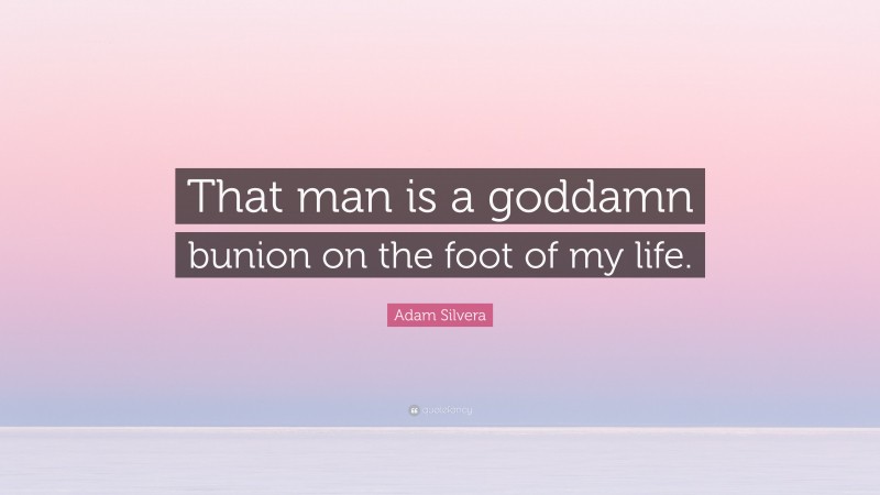 Adam Silvera Quote: “That man is a goddamn bunion on the foot of my life.”