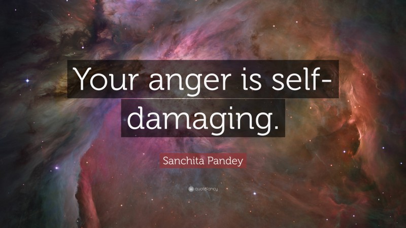 Sanchita Pandey Quote: “Your anger is self-damaging.”