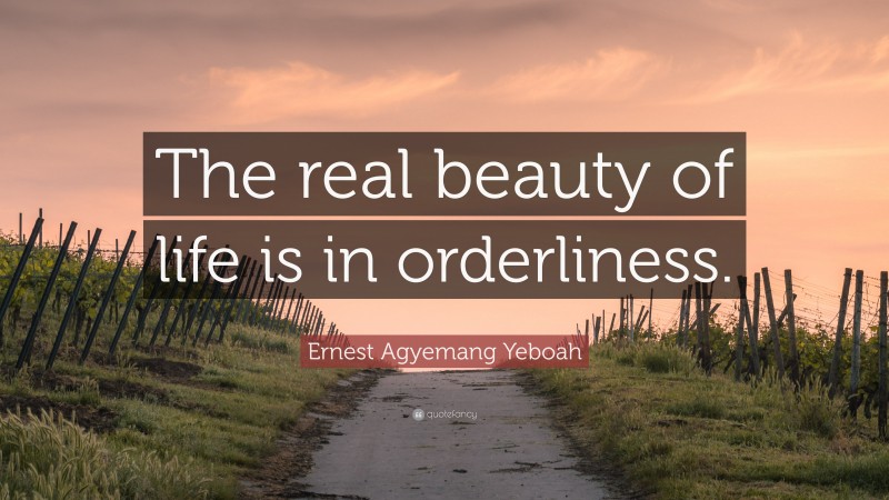 Ernest Agyemang Yeboah Quote: “The real beauty of life is in orderliness.”