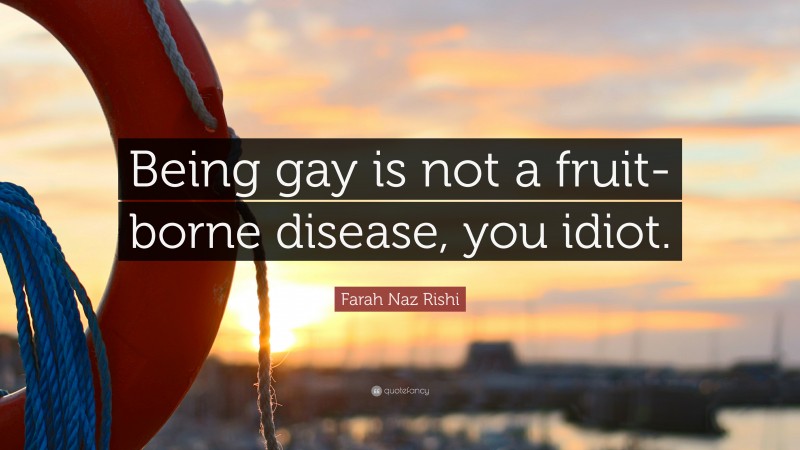 Farah Naz Rishi Quote: “Being gay is not a fruit-borne disease, you idiot.”