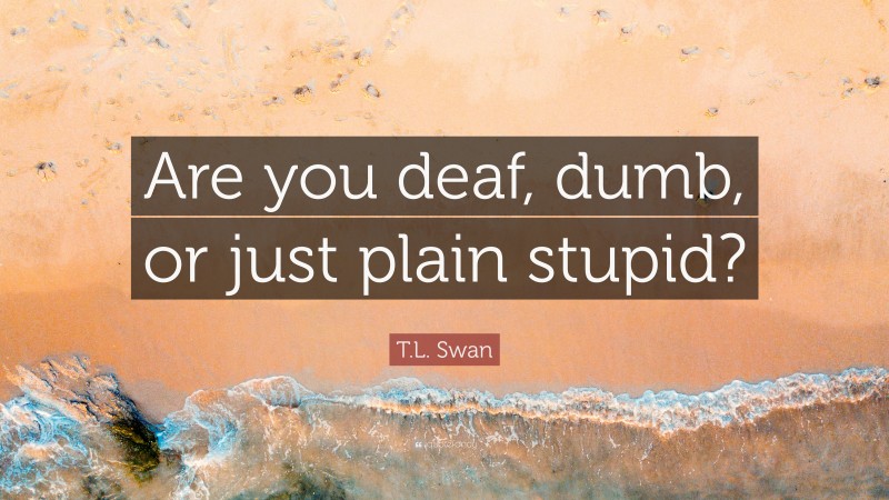 T.L. Swan Quote: “Are you deaf, dumb, or just plain stupid?”
