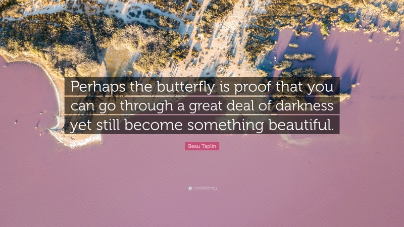 Beau Taplin Quote: “Perhaps the butterfly is proof that you can go through a great deal of darkness yet still become something beautiful.”