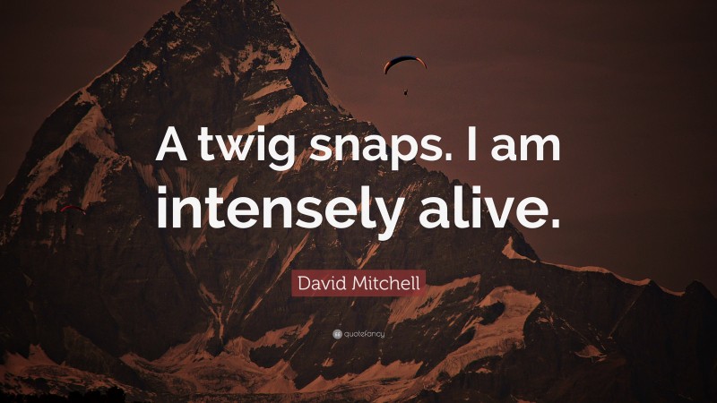 David Mitchell Quote: “A twig snaps. I am intensely alive.”