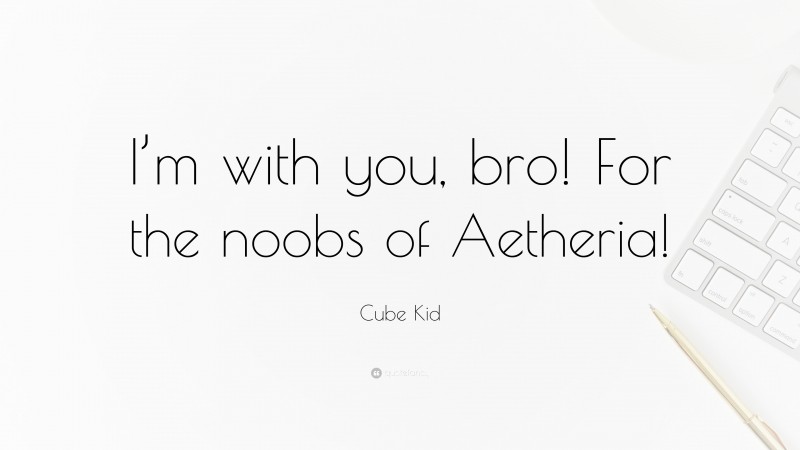 Cube Kid Quote: “I’m with you, bro! For the noobs of Aetheria!”