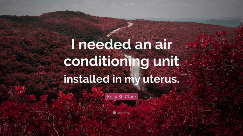 Kelly St. Clare Quote: “I needed an air conditioning unit installed in my uterus.”