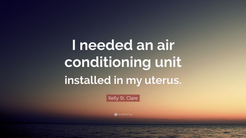 Kelly St. Clare Quote: “I needed an air conditioning unit installed in my uterus.”