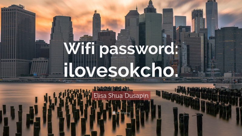 Elisa Shua Dusapin Quote: “Wifi password: ilovesokcho.”