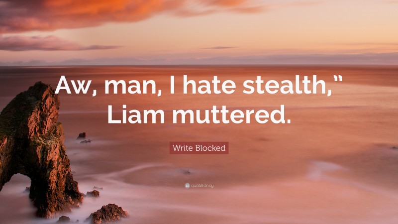 Write Blocked Quote: “Aw, man, I hate stealth,” Liam muttered.”