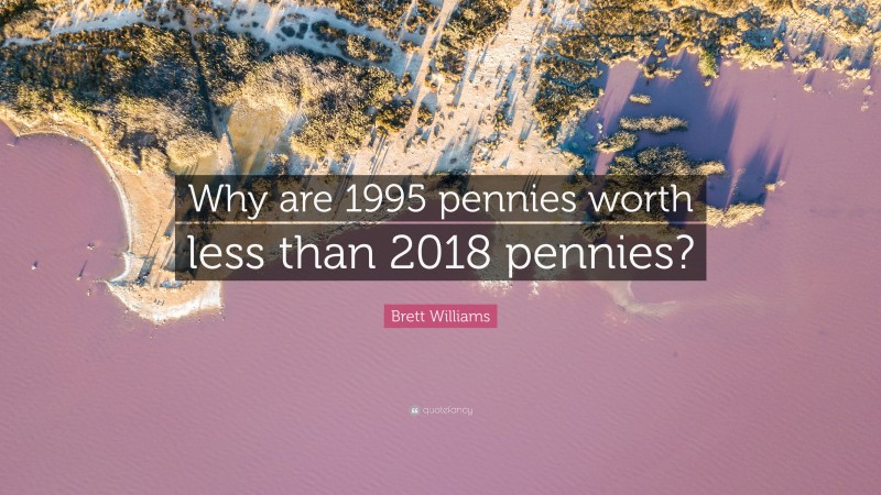 Brett Williams Quote: “Why are 1995 pennies worth less than 2018 pennies?”