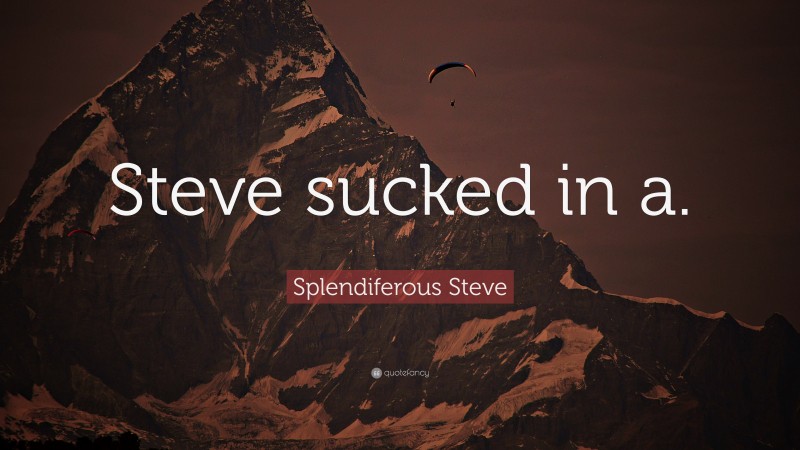 Splendiferous Steve Quote: “Steve sucked in a.”