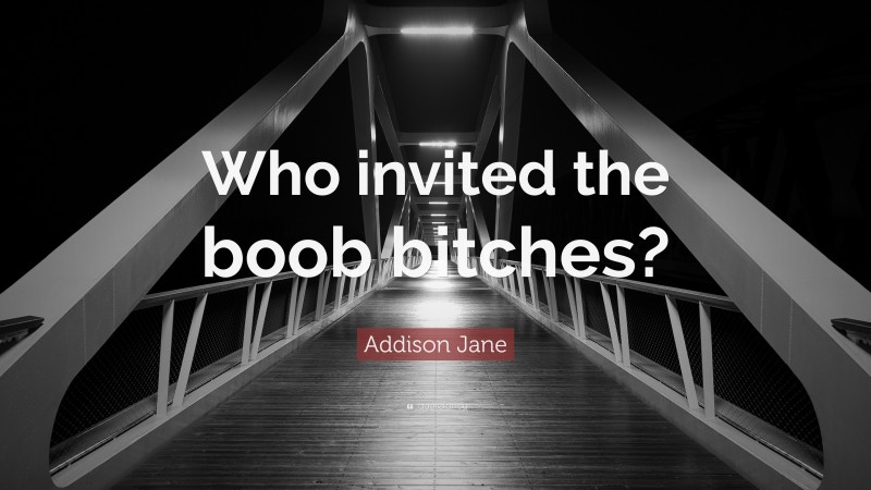 Addison Jane Quote: “Who invited the boob bitches?”