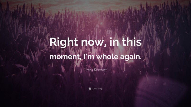 Tracy Krimmer Quote: “Right now, in this moment, I’m whole again.”