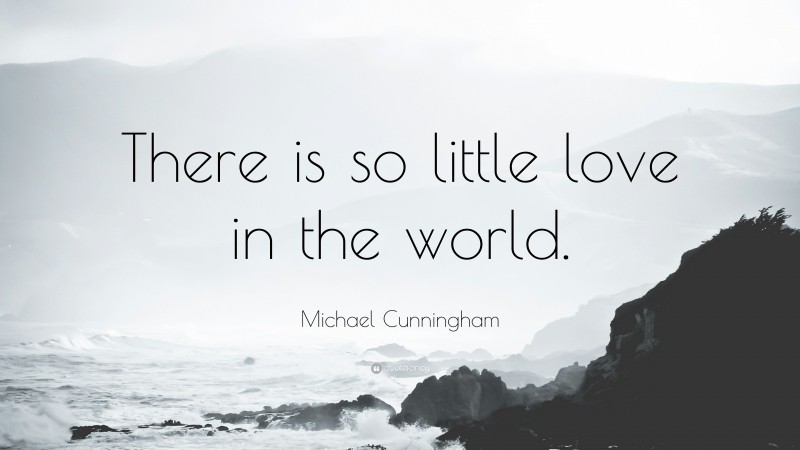 Michael Cunningham Quote: “There is so little love in the world.”