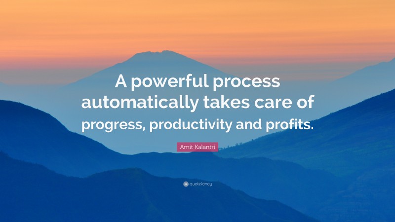 Amit Kalantri Quote: “A powerful process automatically takes care of progress, productivity and profits.”