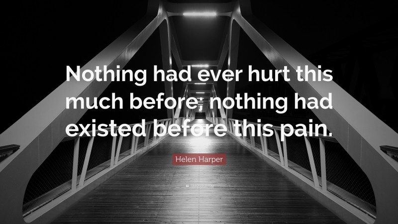 Helen Harper Quote: “Nothing had ever hurt this much before; nothing had existed before this pain.”