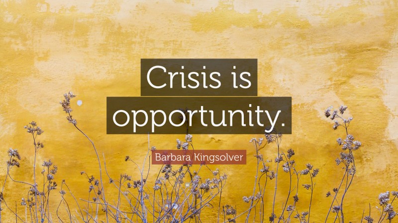 Barbara Kingsolver Quote: “Crisis is opportunity.”