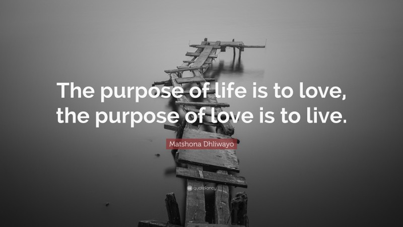 Matshona Dhliwayo Quote: “The purpose of life is to love, the purpose of love is to live.”