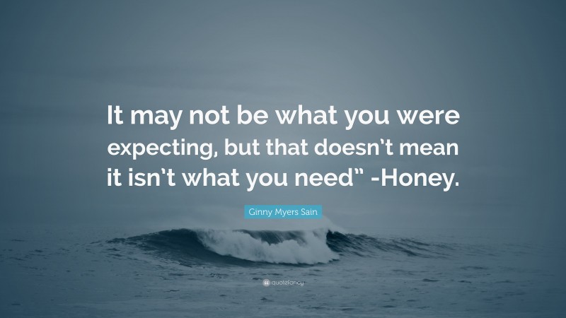Ginny Myers Sain Quote: “It may not be what you were expecting, but that doesn’t mean it isn’t what you need” -Honey.”