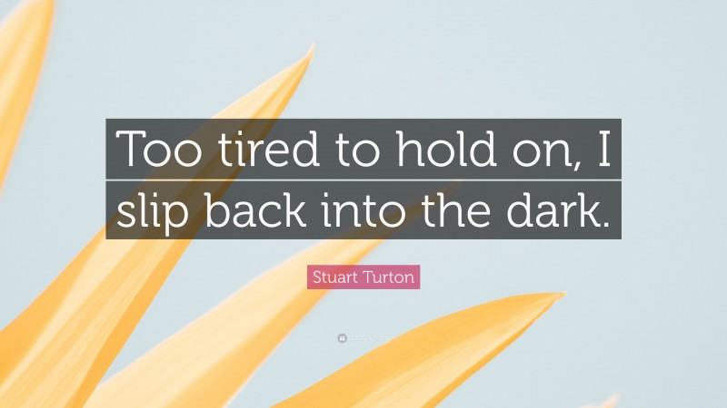 Stuart Turton Quote: “Too tired to hold on, I slip back into the dark.”