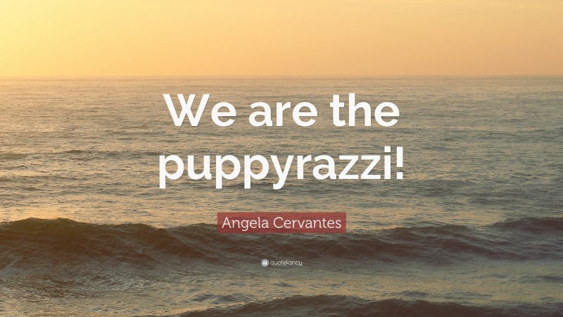 Angela Cervantes Quote: “We are the puppyrazzi!”