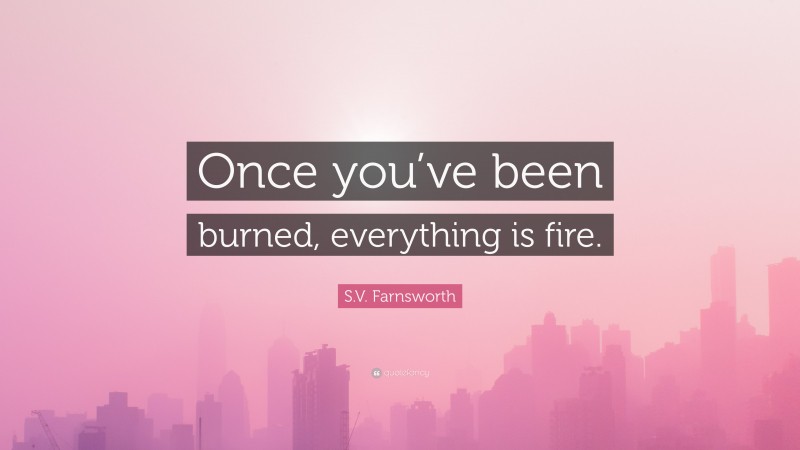 S.V. Farnsworth Quote: “Once you’ve been burned, everything is fire.”
