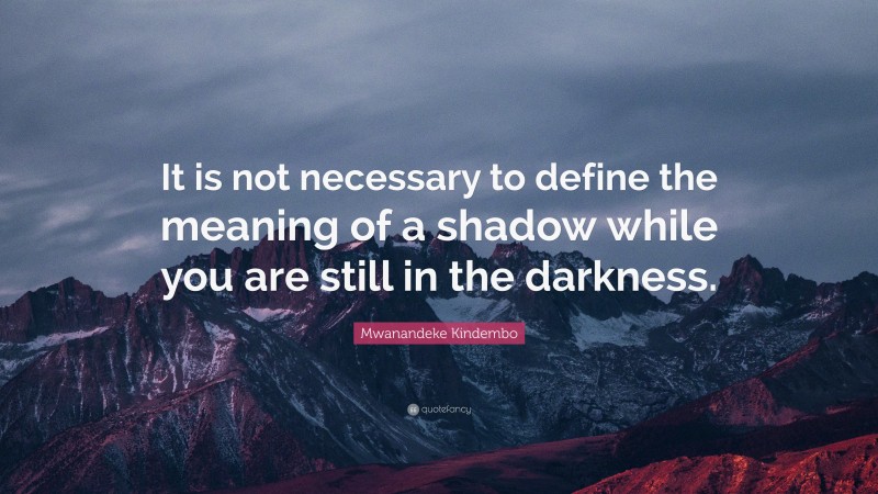 Mwanandeke Kindembo Quote: “It is not necessary to define the meaning of a shadow while you are still in the darkness.”