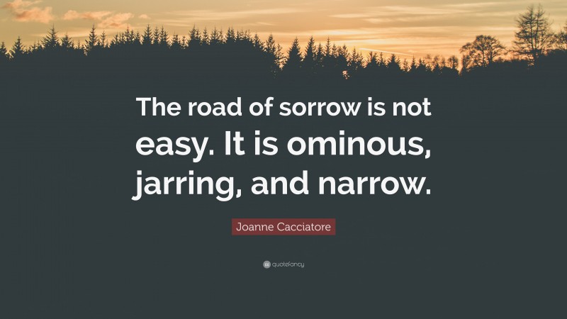 Joanne Cacciatore Quote: “The road of sorrow is not easy. It is ominous, jarring, and narrow.”