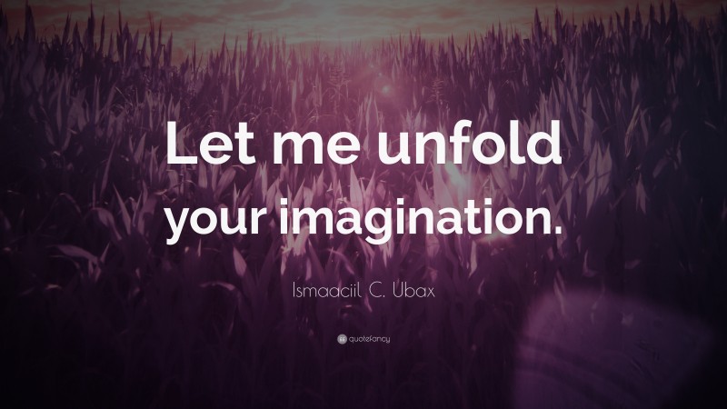 Ismaaciil C. Ubax Quote: “Let me unfold your imagination.”