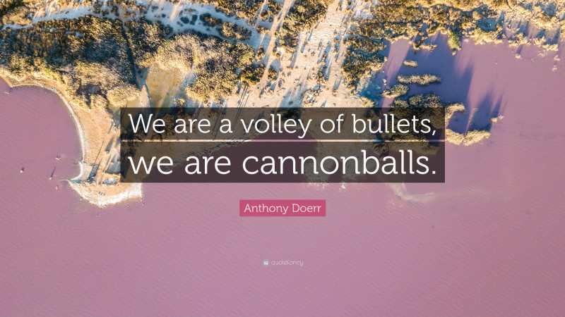 Anthony Doerr Quote: “We are a volley of bullets, we are cannonballs.”