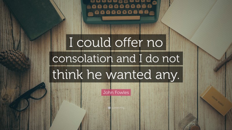 John Fowles Quote: “I could offer no consolation and I do not think he wanted any.”