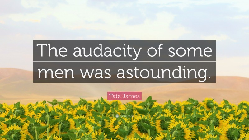 Tate James Quote: “The audacity of some men was astounding.”