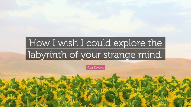 Ava Zavora Quote: “How I wish I could explore the labyrinth of your strange mind.”