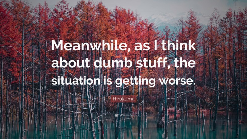 Hirukuma Quote: “Meanwhile, as I think about dumb stuff, the situation is getting worse.”