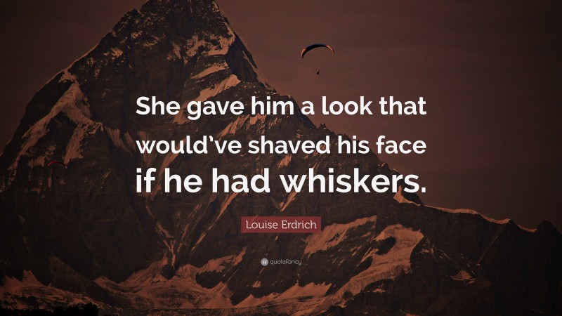 Louise Erdrich Quote: “She gave him a look that would’ve shaved his face if he had whiskers.”