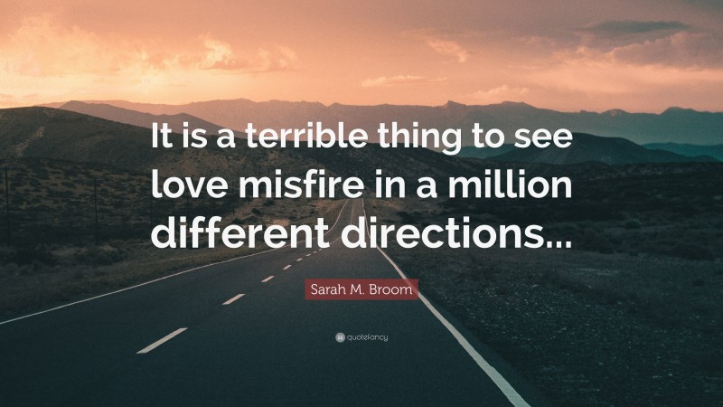 Sarah M. Broom Quote: “It is a terrible thing to see love misfire in a million different directions...”