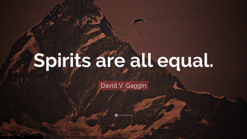 David V. Gaggin Quote: “Spirits are all equal.”