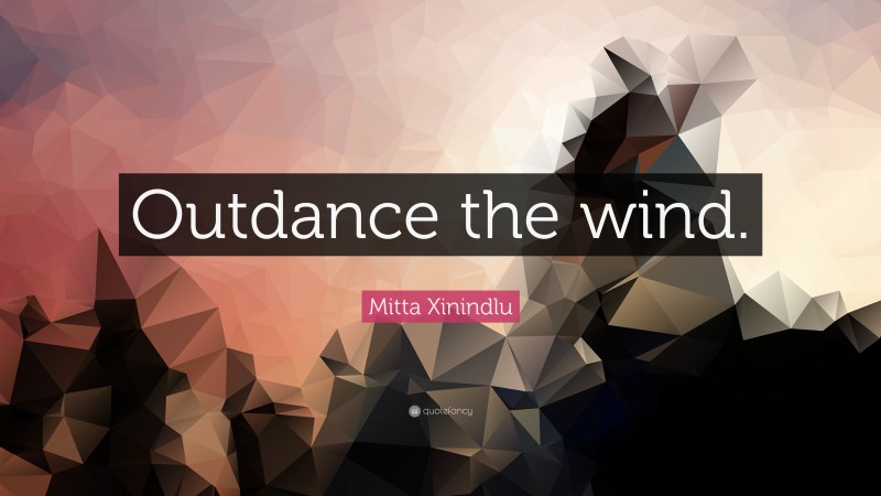 Mitta Xinindlu Quote: “Outdance the wind.”