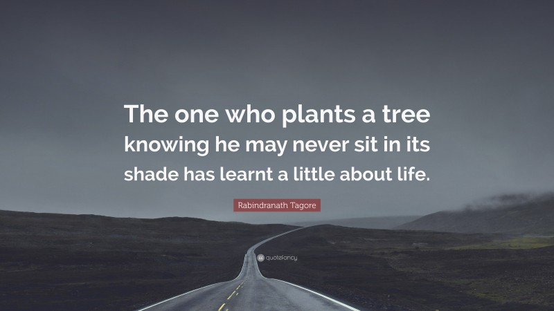 Rabindranath Tagore Quote: “The one who plants a tree knowing he may never sit in its shade has learnt a little about life.”