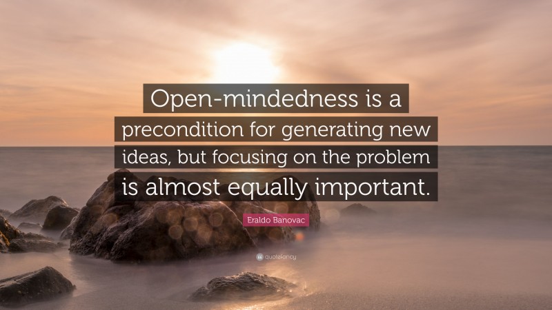 Eraldo Banovac Quote: “Open-mindedness is a precondition for generating new ideas, but focusing on the problem is almost equally important.”