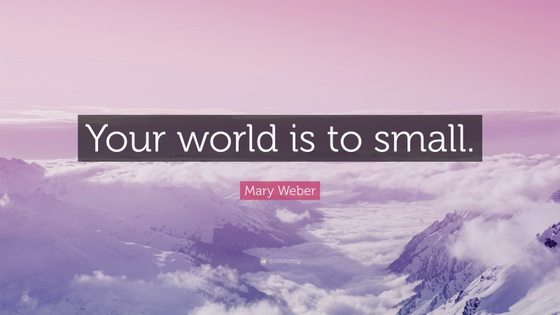 Mary Weber Quote: “Your world is to small.”