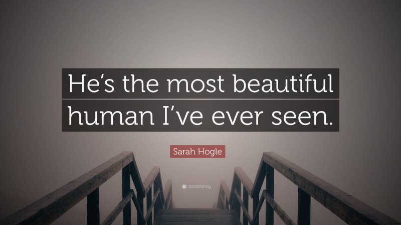 Sarah Hogle Quote: “He’s the most beautiful human I’ve ever seen.”