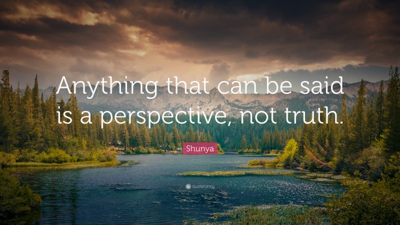 Shunya Quote: “Anything that can be said is a perspective, not truth.”