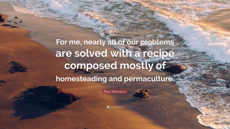 Paul Wheaton Quote: “For me, nearly all of our problems are solved with a recipe composed mostly of homesteading and permaculture.”