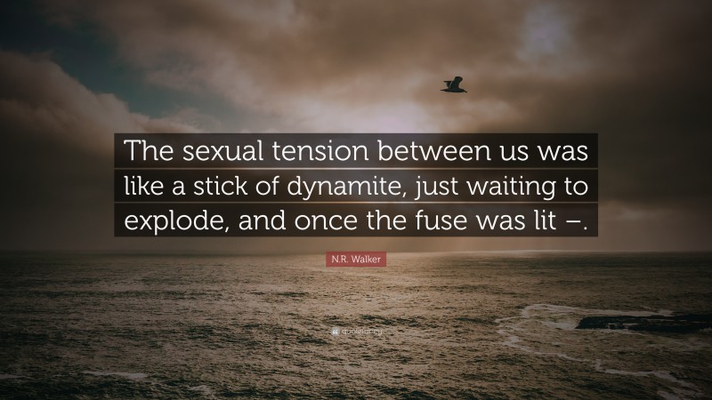 N.R. Walker Quote: “The sexual tension between us was like a stick of dynamite, just waiting to explode, and once the fuse was lit –.”