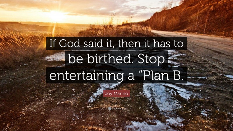 Joy Marino Quote: “If God said it, then it has to be birthed. Stop entertaining a “Plan B.”