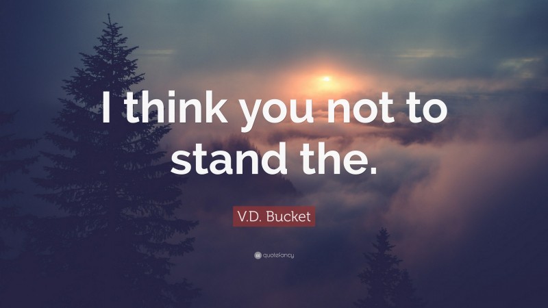 V.D. Bucket Quote: “I think you not to stand the.”