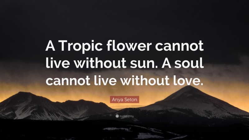 Anya Seton Quote: “A Tropic flower cannot live without sun. A soul cannot live without love.”